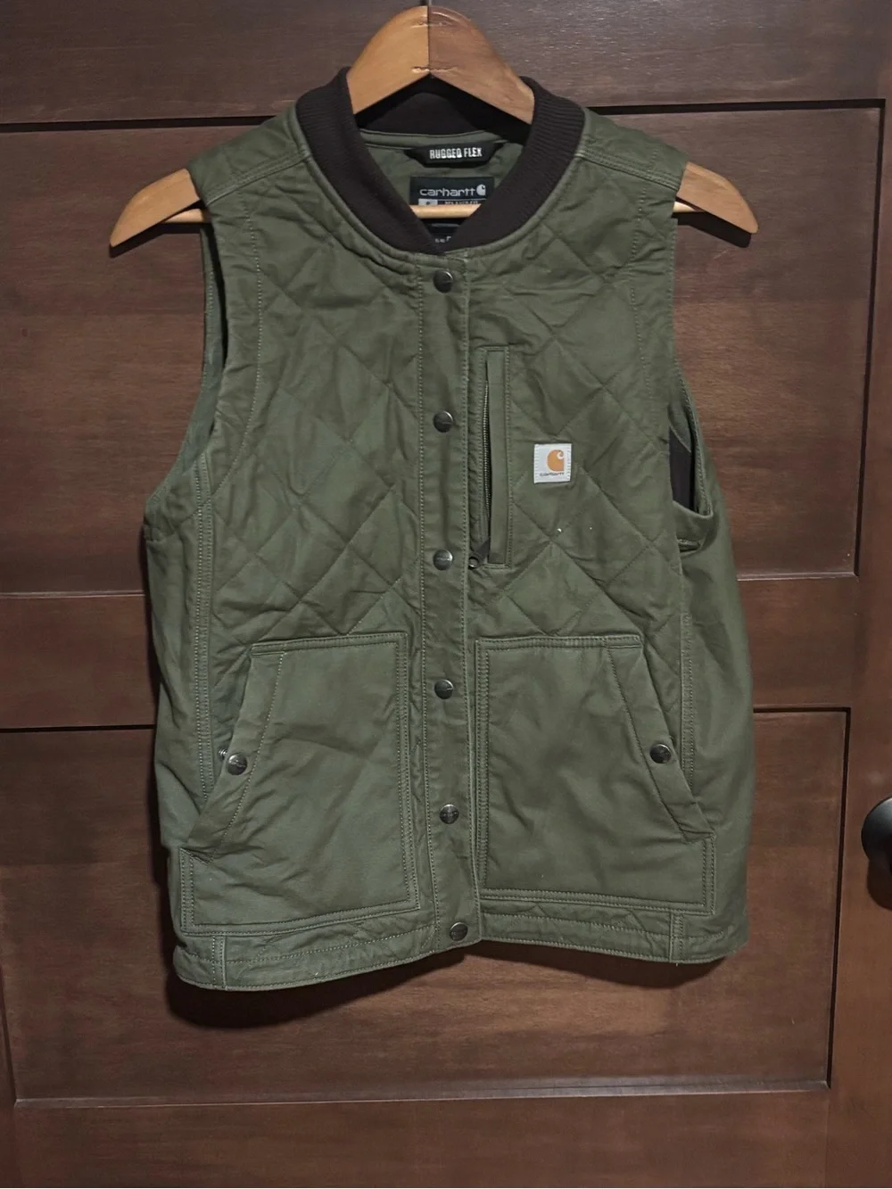 Carhartt Women's Quilted Canvas Vest in Olive Green - Picture 2 of 5